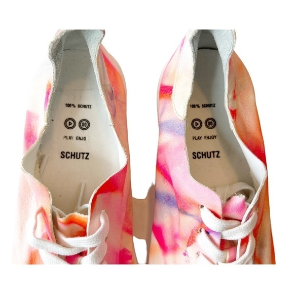SCHUTZ Ofelia Tie-Dye Leather Sneakers Casual Size 7.5 - Picture 7 of 10